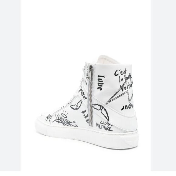 NWOT ZADIG & VOLTAIRE WHITE HIGH FLASH HIGH-TOP LEATHER SNEAKERS - 40 (9) - Picture 2 of 12
